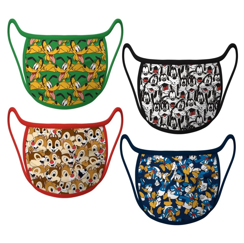 Disney Cloth Face Mask 4 Pack Donald Goofy Pluto Chip Dale Adult XL